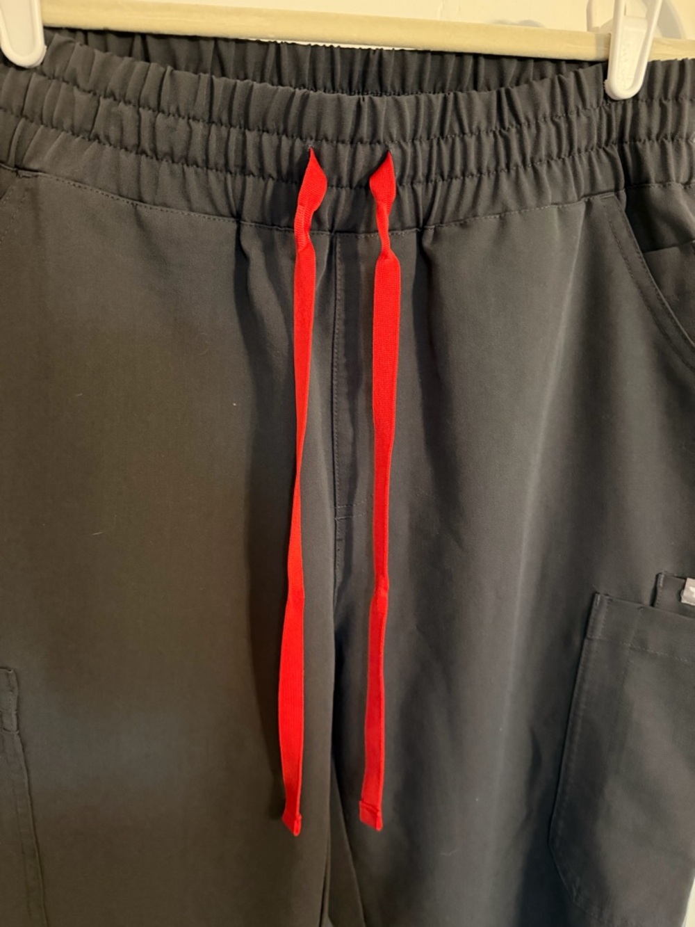 Figs Charcoal Scrubs with Red Drawstring - Picture 3 of 16